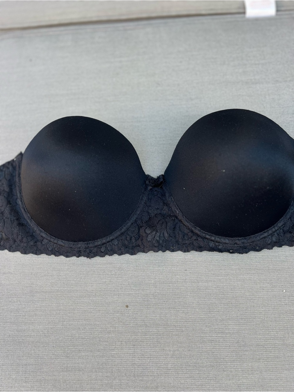 Strapless Black Lace Push-Up Bra - 36C